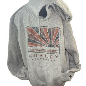 Hurley Trademark Sunrise Graphic Hoodie Sweatshirt Mens XL Gray Long Sleeve